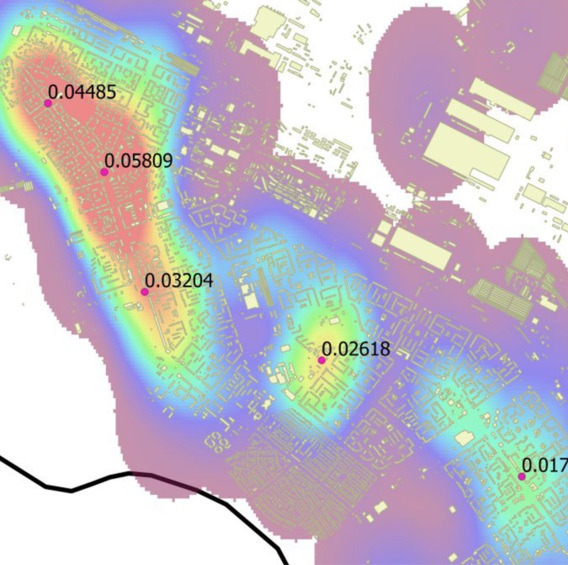 Heat map of the placement density of social infrastructure objects (Volzhsky, Russia)